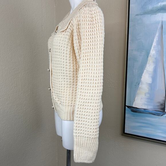 Blu Pepper Cardigan Sweater Cream chunky knit NWT Size Large - Picture 4 of 10